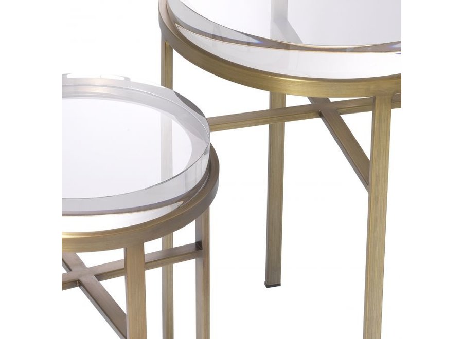 Table d'appoint 'Hoxton' - Set of 2 - Brass/Clear Glass