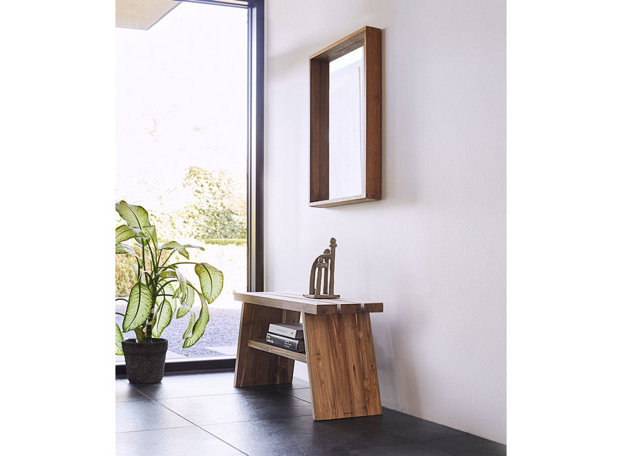 Wall mirror 'Soul', rectangular teak frame