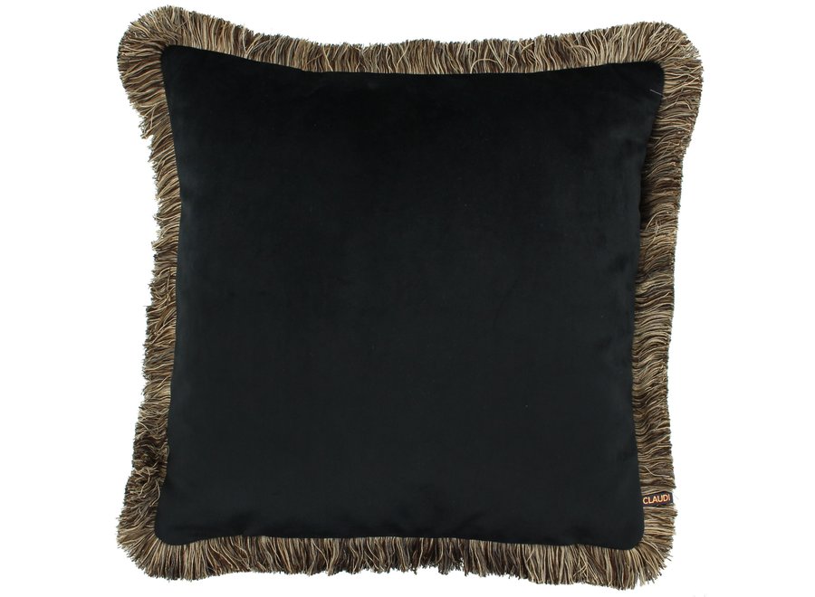 Decorative cushion Astrid Black + Fringe Bronze