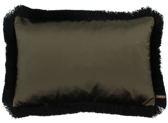 Cushion Dafne Espresso + Fringe Black