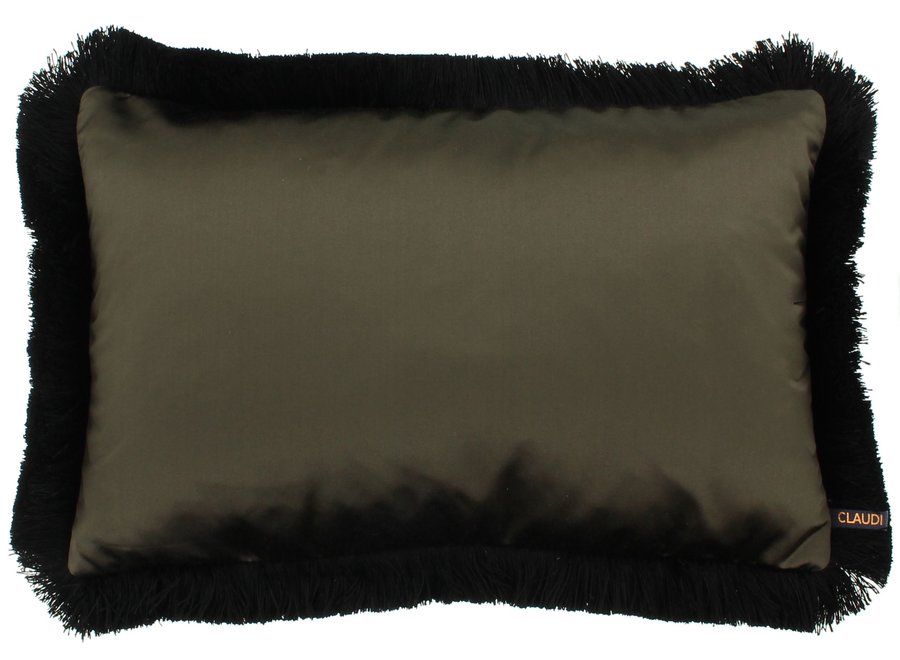 Decorative pillow Dafne Espresso + Fringe Black