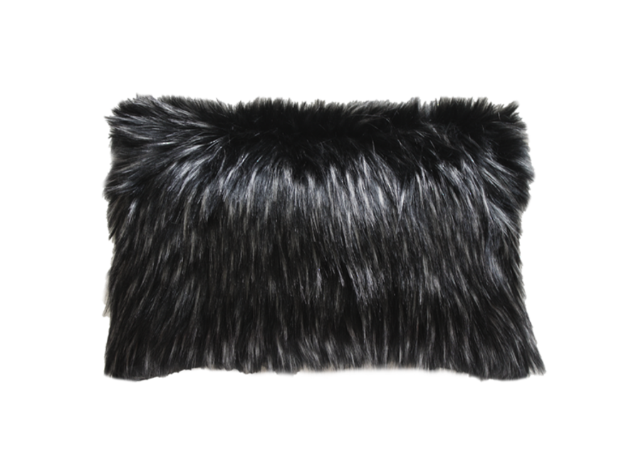 Coussin fourrure 'Ebony Plume'