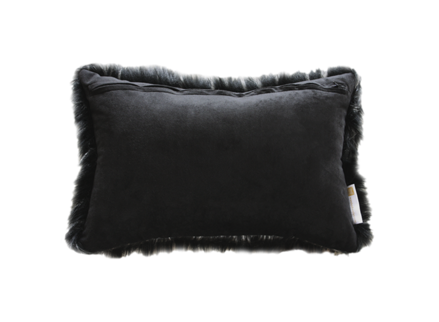 Fur cushion 'Ebony Plume'