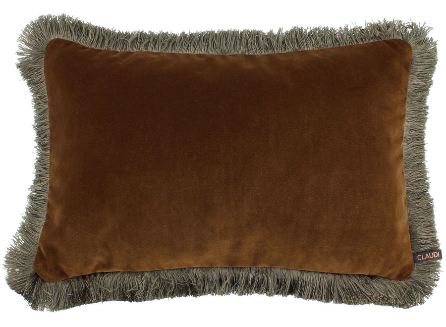 Decorative pillow Rosana Camel + Fringe Taupe