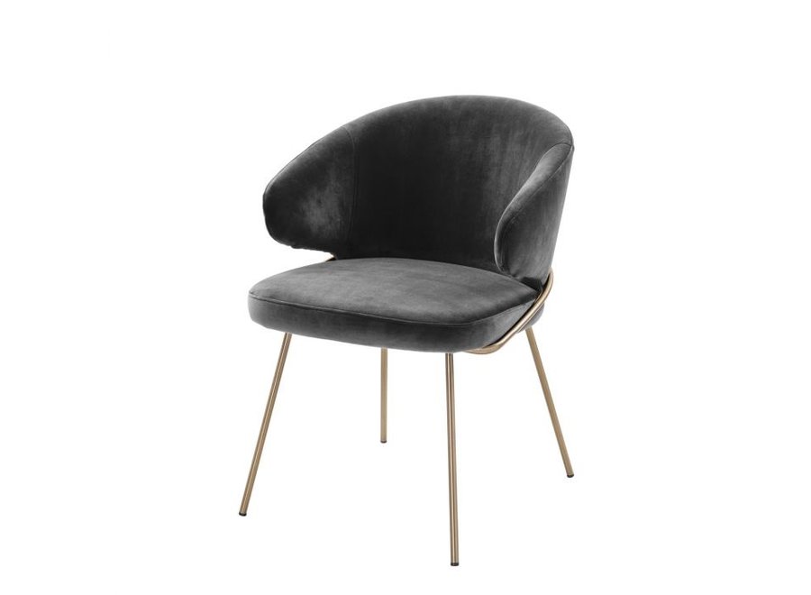 Chaise de salle à manger 'Kinley' - Savona dark grey velvet