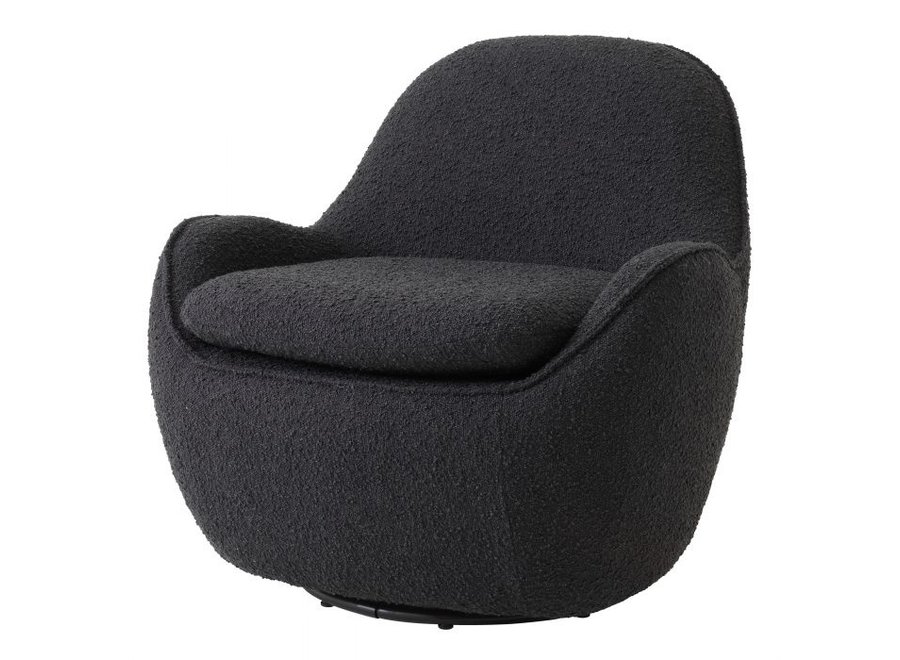 Swivel chair 'Cupido' - Bouclé black