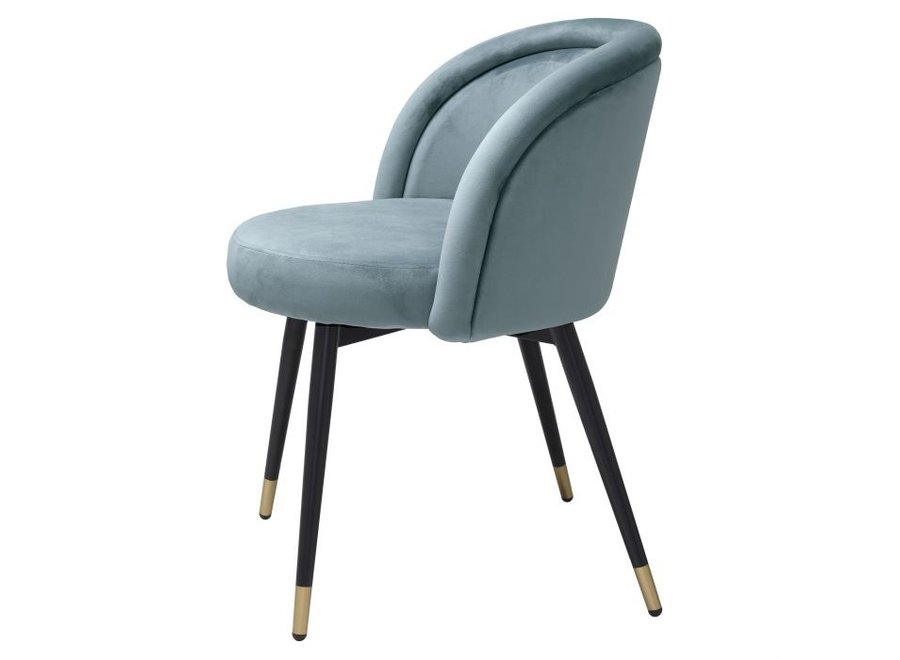 Dining chair 'Chloé' set of 2 - Savona blue velvet