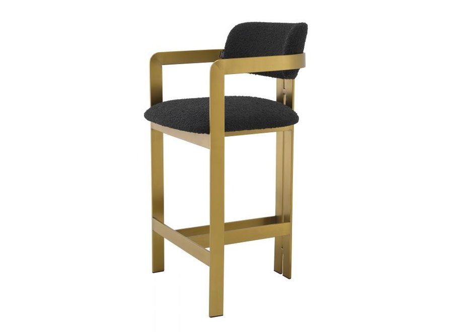 Tabouret de comptoir 'Donato' - Bouclé black