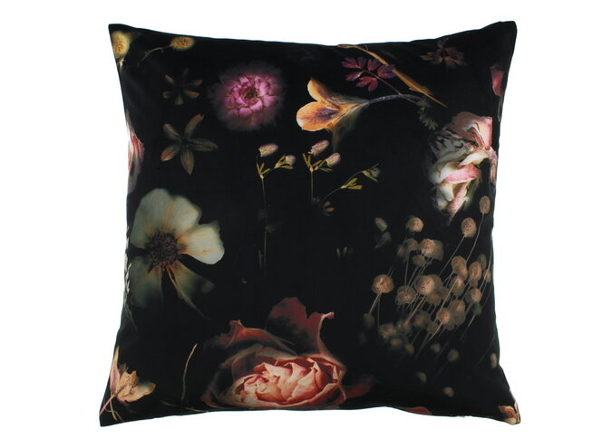 Kissen Dark Flowers Black