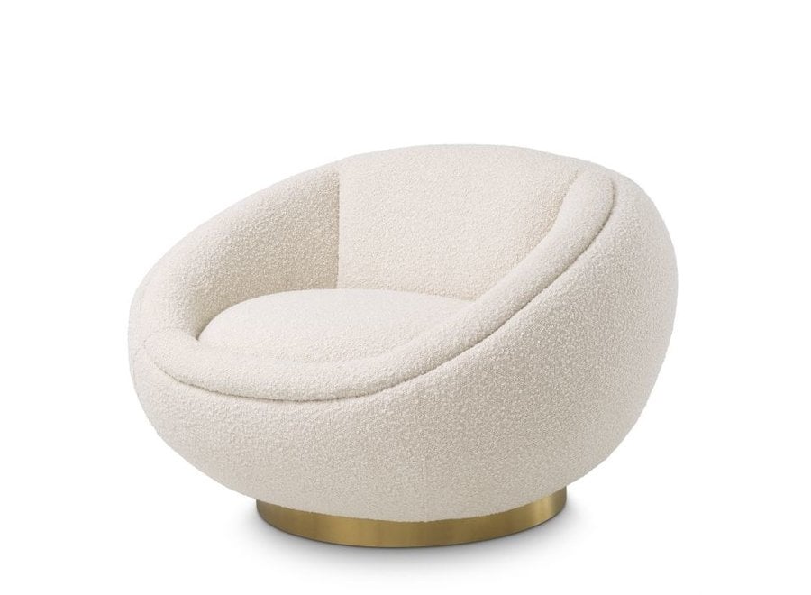 Swivel armchair Bollinger- Bouclé cream