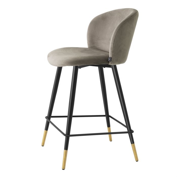 EICHHOLTZ Counter stool 'Volante' - Roche beige velvet - Wilhelmina Designs