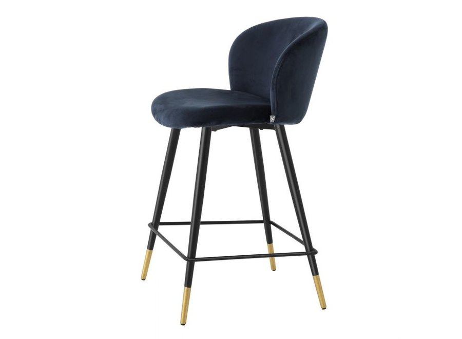 Tabouret de comptoir 'Volante' - Savona midnight blue velvet