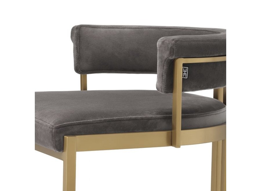 Bar stool 'Dante' - Savona grey velvet