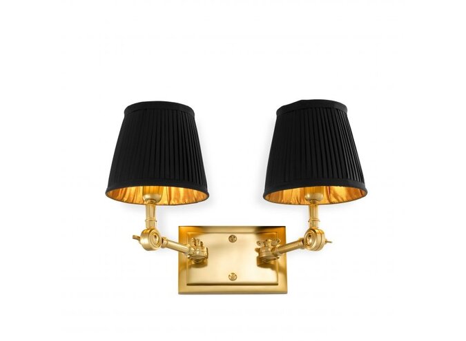 Eicholtz 111016 Wall Lamp Claridges Double, Antique Brass Finish, Clear  Glass