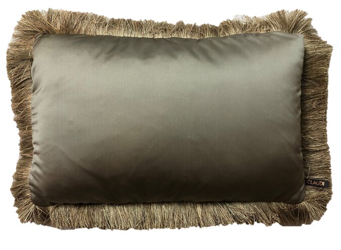 Cushion  Dafne Taupe + Fringe Gold