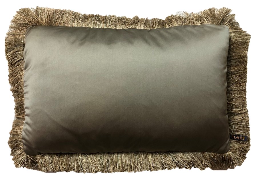 Coussin décoratif Dafne Taupe + Fringe Gold