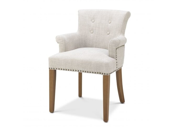Dining chair Key Largo with arm - Off-white linen