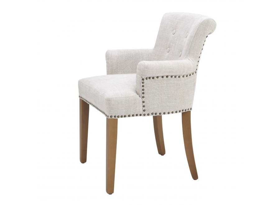 Dining chair 'Key Largo' with arm - Off-white linen