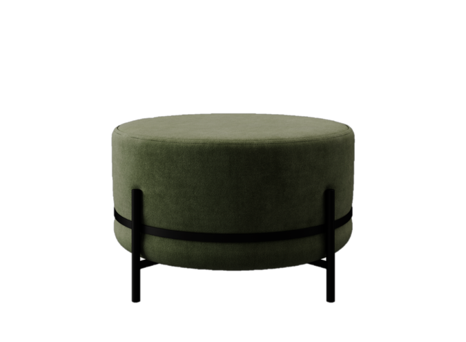 Round pouf 'Baba' - Paris Fabric Forrest Green