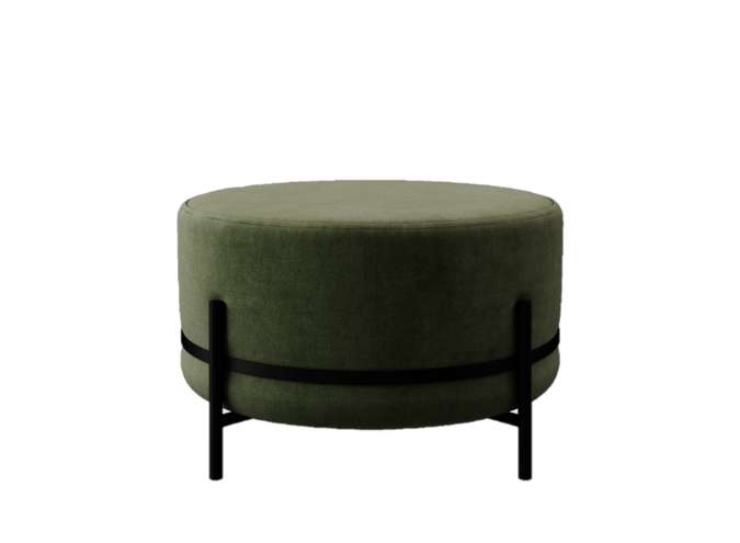 Runder Hocker 'Baba' - Paris Fabric Forrest Green