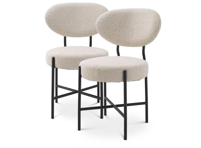 Dining chair Vicq (Set of 2) - Bouclé cream