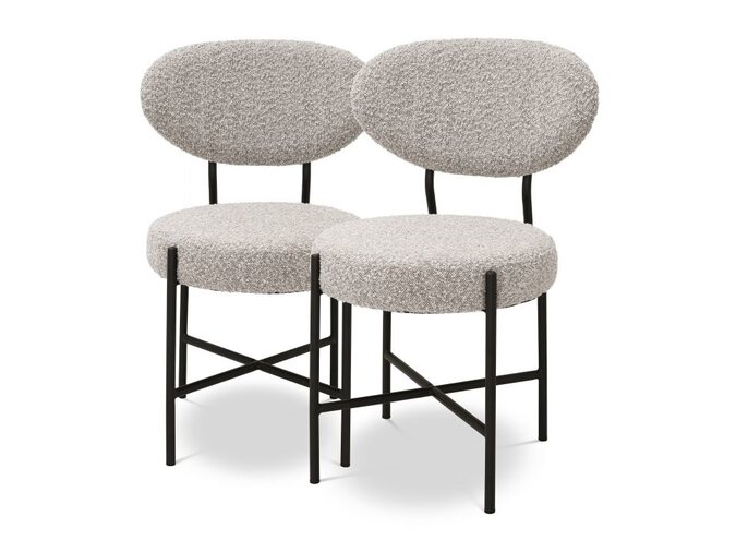 Eetkamerstoel Vicq (Set of 2) - Bouclé grey