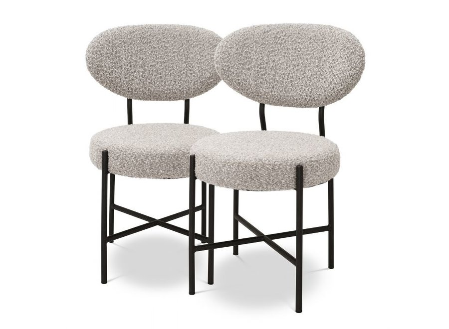 Dining chair Vicq (Set of 2) - Bouclé grey