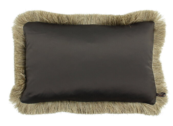 Cushion Dafne Dark Taupe + Fringe Gold