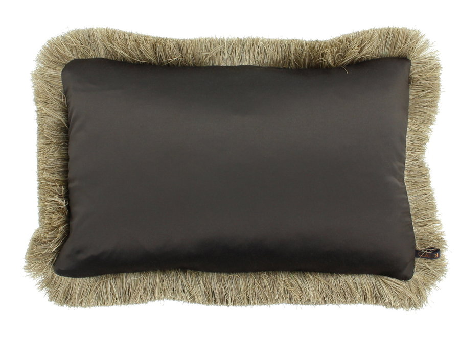 Decorative cushion Dafne Dark Taupe + Fringe Gold