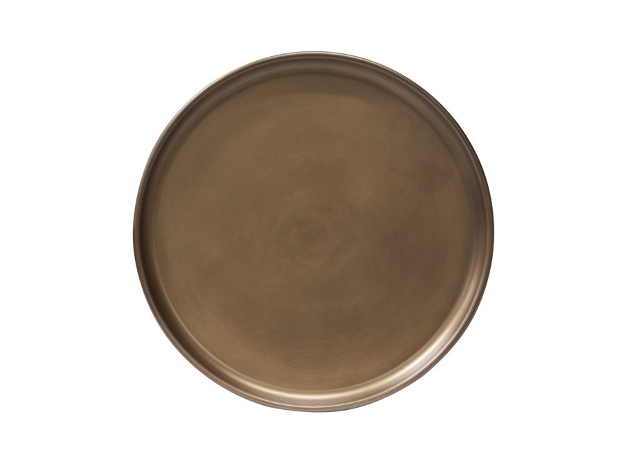 Table basse ronde 'Austin' base noir mat avec plateau couleur bronze