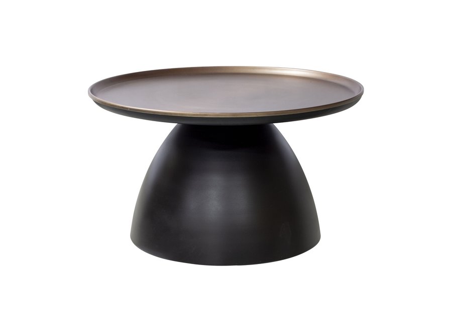 Table basse ronde 'Austin' base noir mat avec plateau couleur bronze