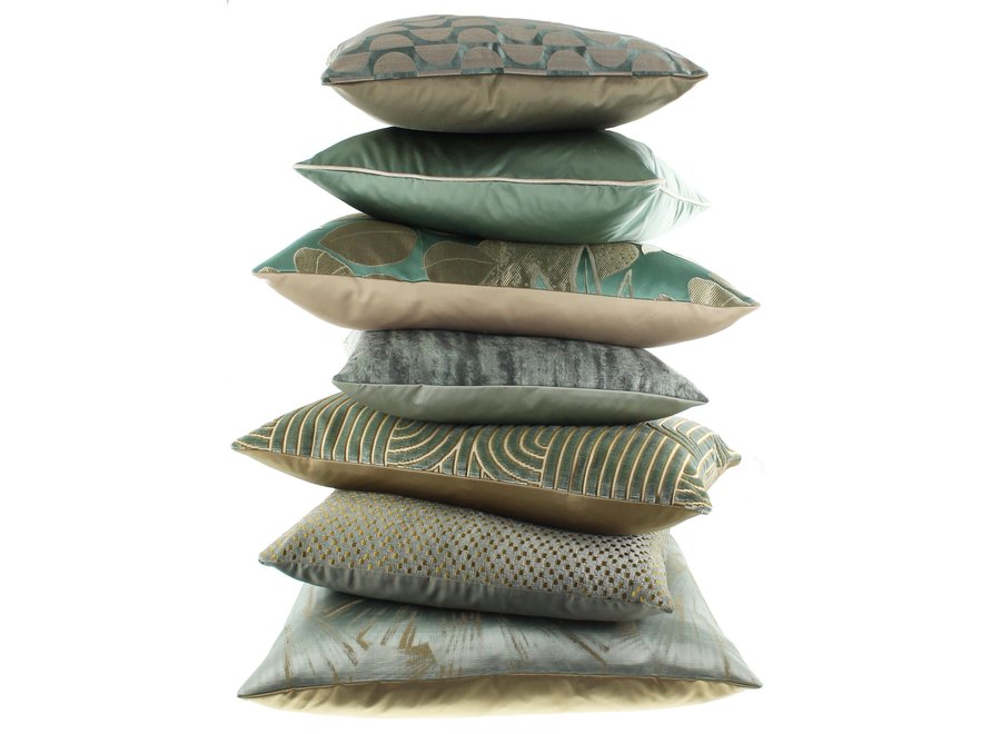 Coussin décoratif Dafne Dark Mint + Piping Foil Sand