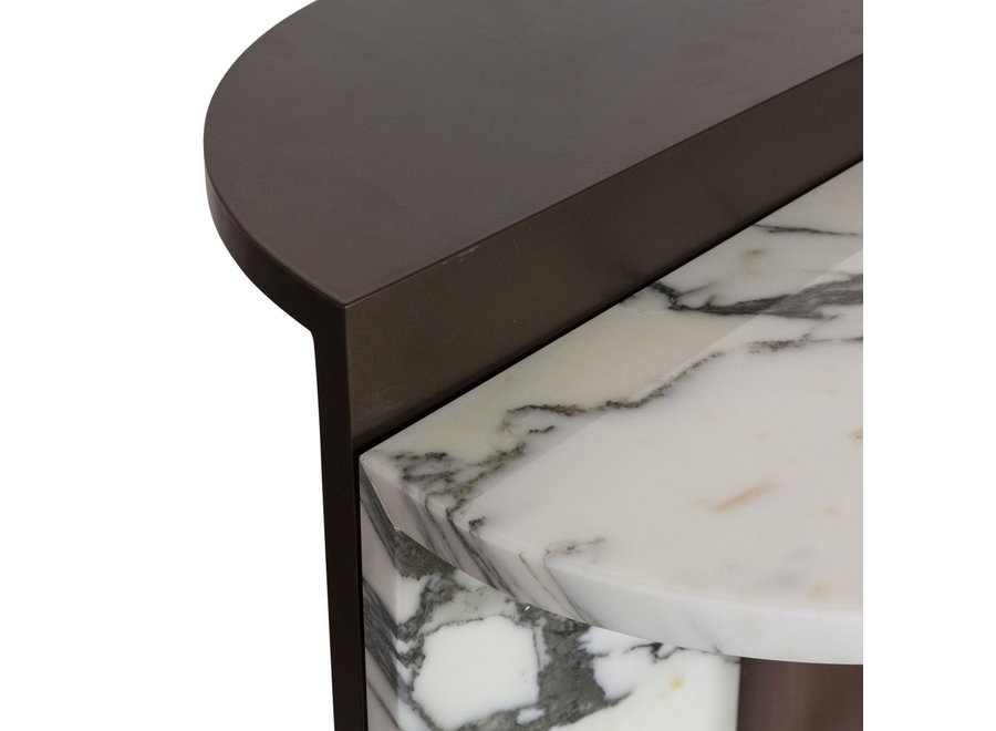 Side table 'Puri' with a mix of metal and marble