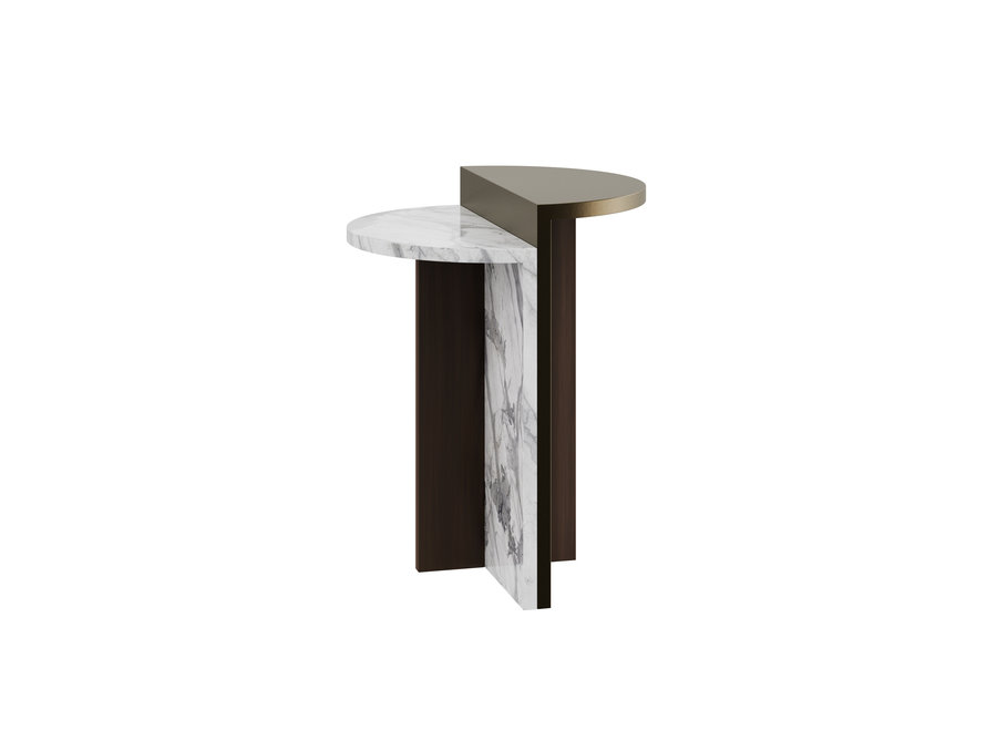 Side table 'Puri' with a mix of metal and marble