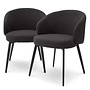 Dining chair 'Lloyd' with arm set of 2 - Bouclé black