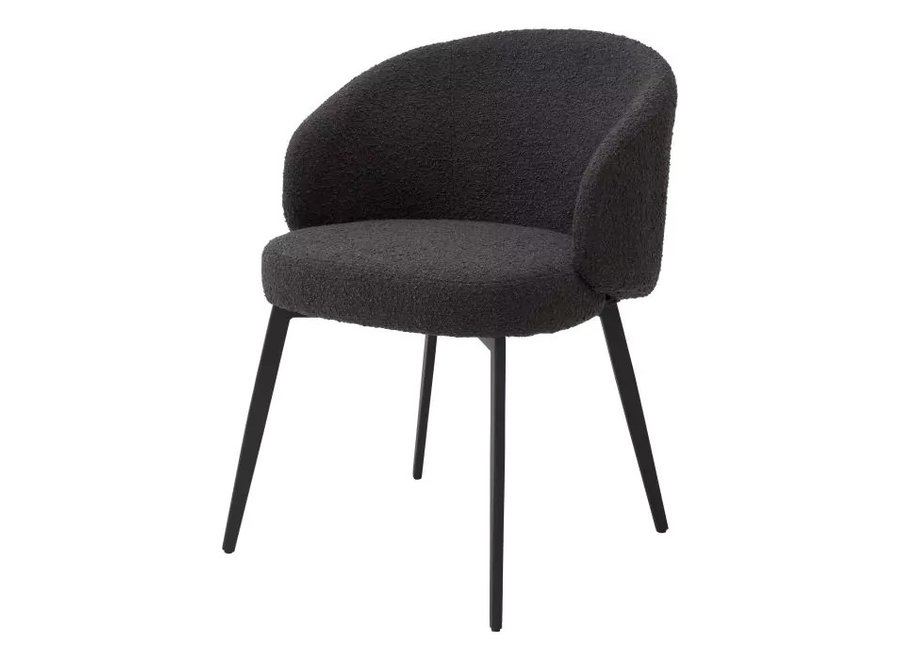 Dining chair 'Lloyd' with arm set of 2 - Bouclé black