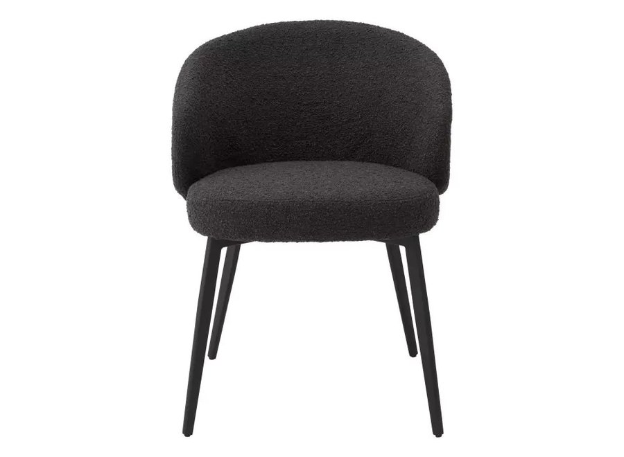 Dining chair 'Lloyd' with arm set of 2 - Bouclé black