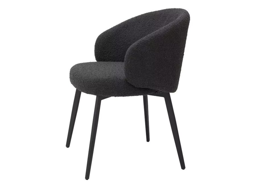 Chaise de salle à manger 'Lloyd' avec bras lot de 2 - Bouclé noir