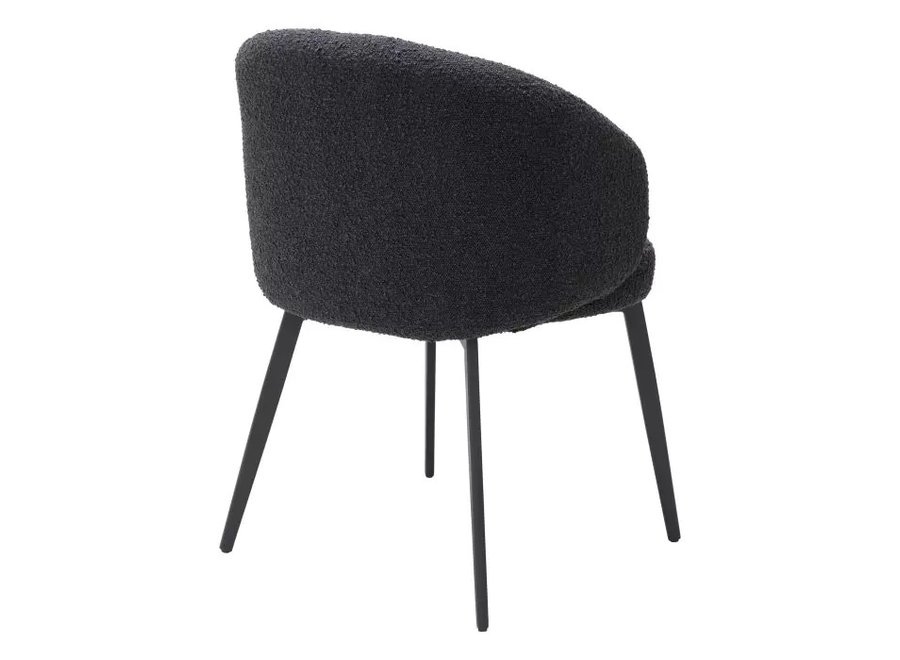 Chaise de salle à manger 'Lloyd' avec bras lot de 2 - Bouclé noir