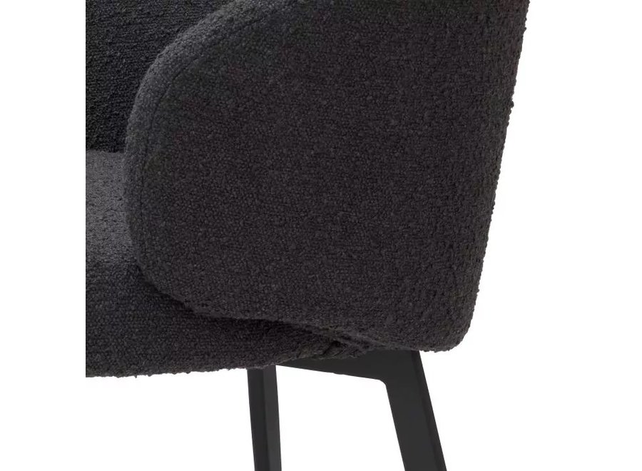 Dining chair 'Lloyd' with arm set of 2 - Bouclé black