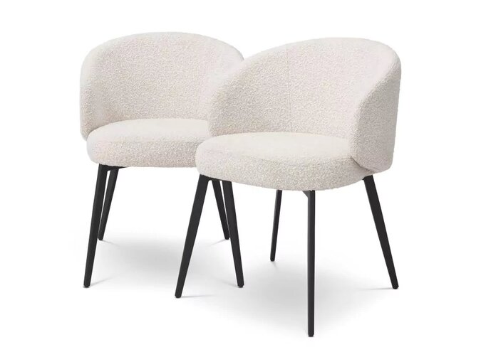 Dining room chair Lloyd with arm set of 2 - Bouclé cream