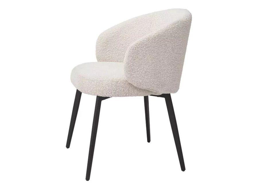 Chaise de salle à manger 'Lloyd' avec accoudoir set de 2 - Bouclé crème