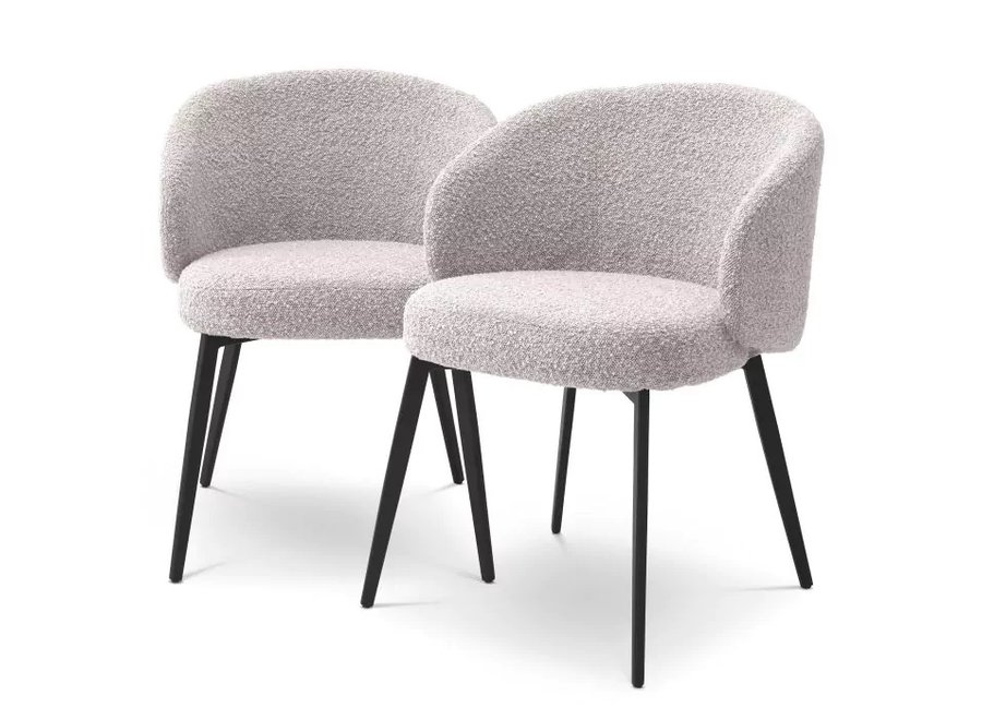 Chaise de salle à manger 'Lloyd' avec bras lot de 2 - Bouclé gris