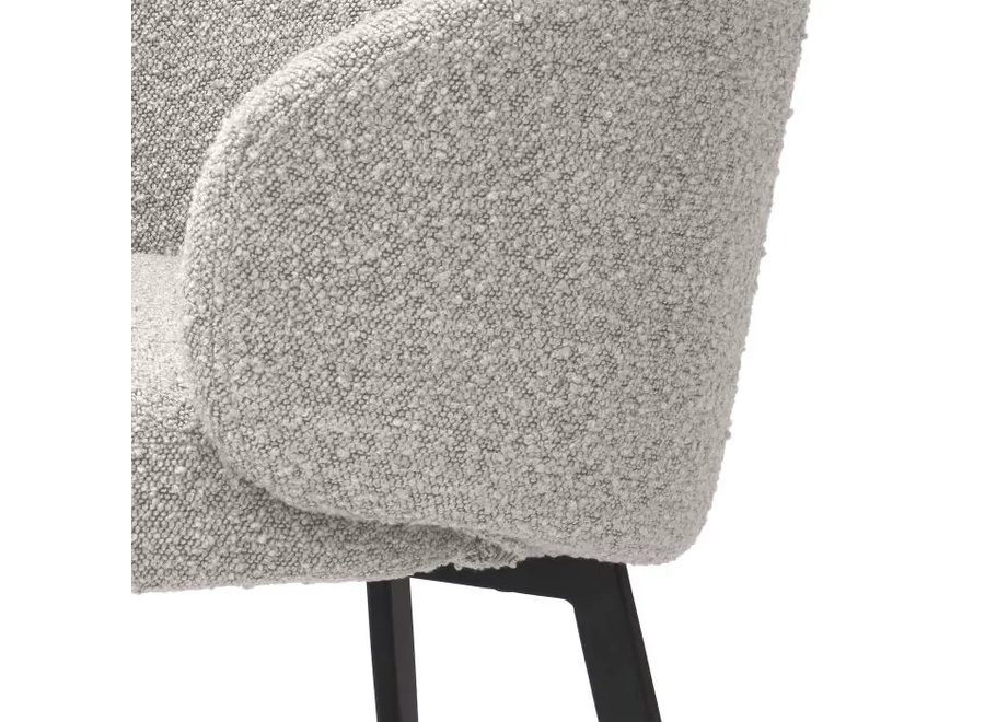 Chaise de salle à manger 'Lloyd' avec bras lot de 2 - Bouclé gris