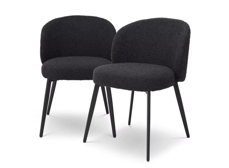 Dining chair Lloyd  set of 2 - Bouclé black