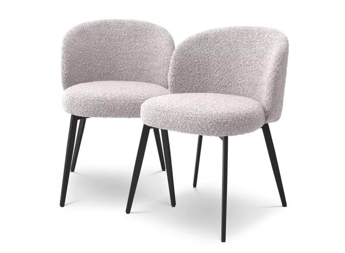 Dining chair Lloyd set of 2 - Bouclé grey