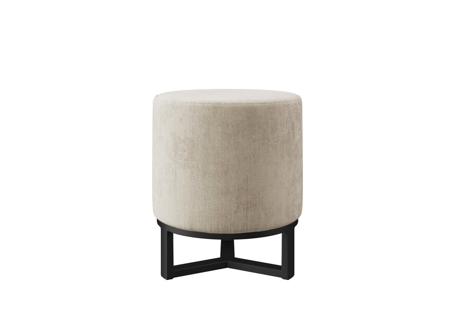 Pouf rond 'Flynn' - Milton Fabric Beige