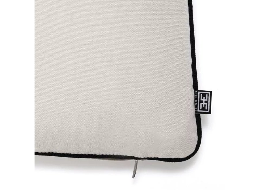 Coussin 'Outdoor'  Off white and black piping