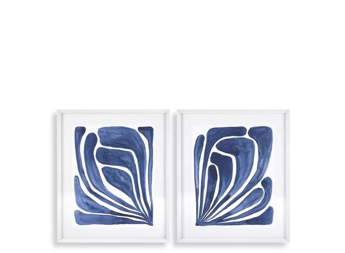 Print Blue Stylized Leaf set de 2