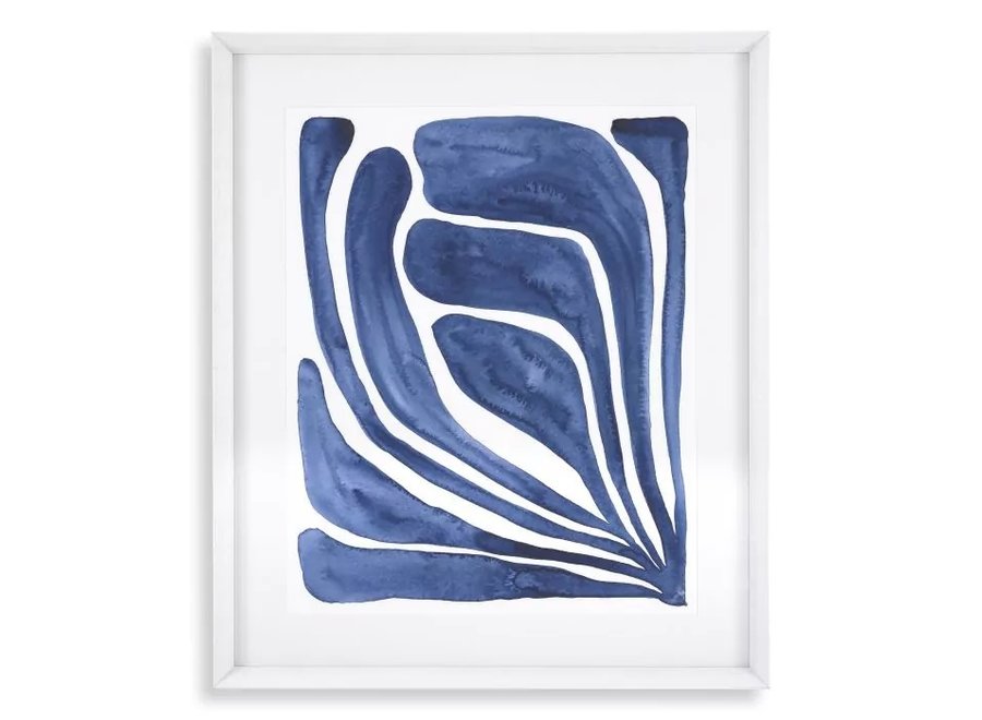 Print 'Blue Stylized Leaf' set of 2